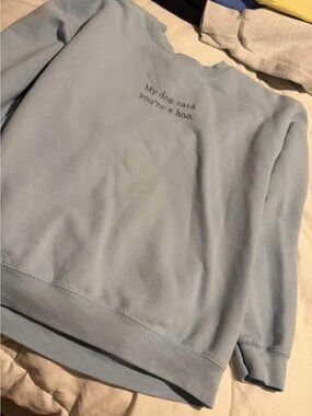 Light Blue Crewneck Sweatshirt with Subtle Front Text
